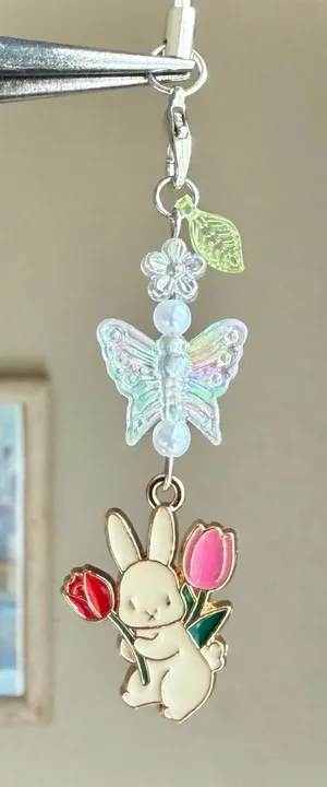 Handmade y2k cute fairy rabbit phone charm/bag accessory/car display/strap🌟🎀🐇🌷 thumbnail 1