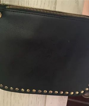 Anthropologie Black Crossbody Bag with Gold Studs thumbnail 1