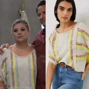 Anthropologie Pilcro Beachside Boho Tee Cream Yellow Size M thumbnail 2