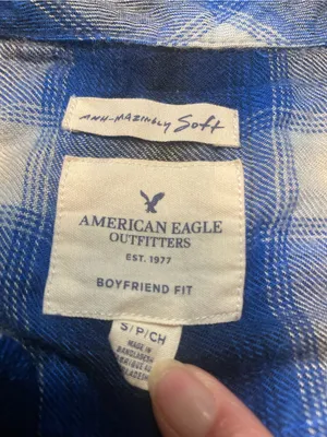 American Eagle Outfitters Plaid Flannel Boyfriend Shirt Blue Black Women/Jr Sz S thumbnail 3