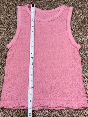 Pink Rose Textured Tank Top Women's S/M Pink Sleeveless Top thumbnail 6