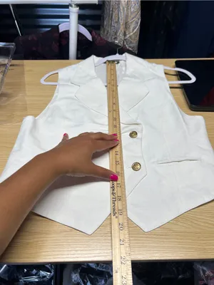 Vintage 90s Ivory Linen Blend Double Breasted Vest Gold Buttons M thumbnail 12