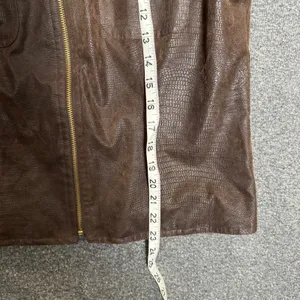 Maggy London Brown Croc Faux Leather Zip Jacket Blazer 6 Chic Mob 80s Vegan Moto thumbnail 7