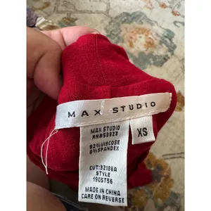 Max Studio Red Cowl Neck Ruched Sheath Dress Sleeveless XS 1905T56 thumbnail 3