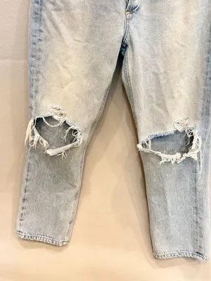 Agolde Riley High Rise‎ Crop Jeans 29 Distressed Light Wash Mom Y2K Straight Leg thumbnail 5