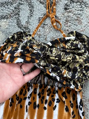 Chesley Y2K Halter Leopard Paisley Print Maxi Dress Small thumbnail 5