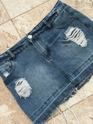 Denim distressed mini skirt Blue Size M thumbnail 1