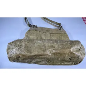 American Leather Co. Olive Green Tooled Genuine Leather Hobo Shoulder Bag thumbnail 5