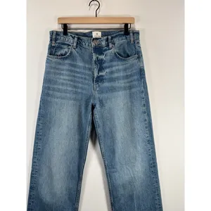 ANINE BING Jeans Nordic Blue Roy Organic Cotton Relaxed Straight Split Hem 30 thumbnail 6