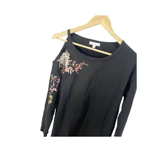 Socialite Womens Sweater Dress Black Floral Embroidered Long Sleeve‎ Stretch S thumbnail 4