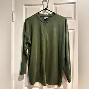 GymShark POWER LONG SLEEVE T-SHIRT women’s oversized olive green M thumbnail 4