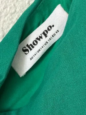 Showpo HARLEEN MINI DRESS Linen Asymmetrical Trim Puff Sleeve Dress In Green 10 thumbnail 9