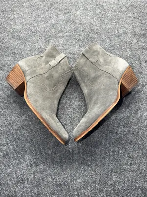 Dolce Vita Gray Suede Ankle Booties with Brown Trim Size 8 thumbnail 5