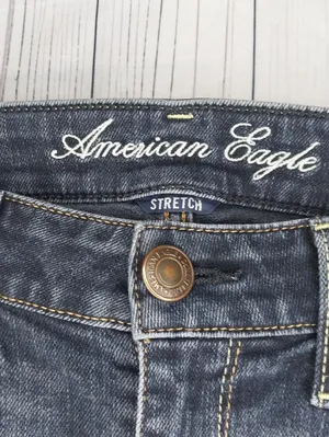 American Eagle Outfitters Women's Dark Blue Low-Rise Minimalist Y2K Skinny Jeans thumbnail 3