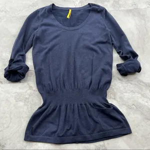 Lole 3/4 Sleeve Blue Sweater‎ Top Drop Waist Size Medium M thumbnail 1