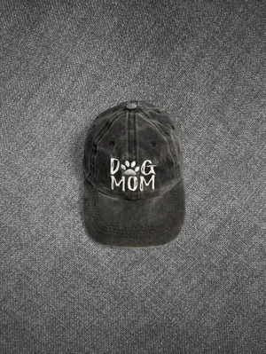 Dog Mom Distressed Black Cotton Baseball Cap thumbnail 8