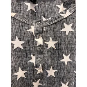 Cynthia Rowley Womens XL Star Print Pajama Set Black White Henley Joggers Lounge thumbnail 3