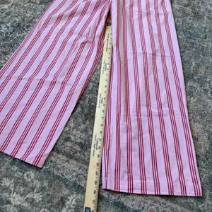 M&S Marks & Spencer Pink Red Striped Cotton Drawstring Pants Wide Leg US 6 thumbnail 7