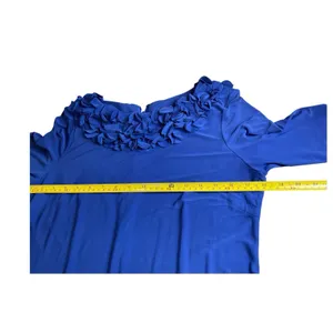 TAYLOR Navy Blue Shift Dress Polyester Short Sleeve Rosette Collar Detail Sz 6‎ thumbnail 6