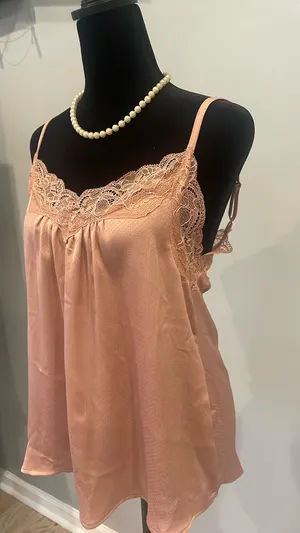 Blu Pepper Pink cami with lace trim small fit thumbnail 2