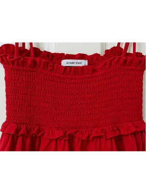 Altar’d‎ State Red Smocked Ruffle Peplum Tie Strap Tank Top Women’s Size S thumbnail 10