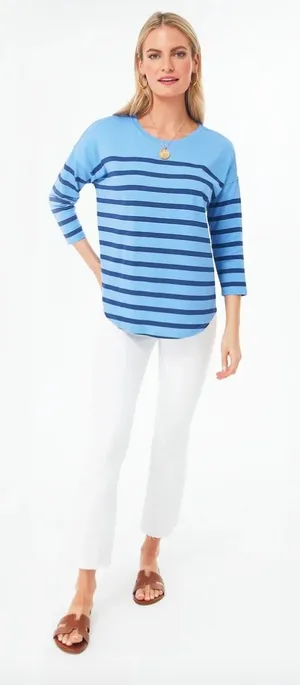 Vineyard Vines‎ Deluxe Tee Womens Medium Newport Blue Striped Coastal Beachy thumbnail 1