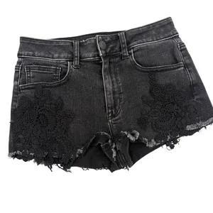 American Eagle Hi Rise Shortie Crochet Womens Shorts Sz 2 Y2K Grunge Black Goth thumbnail 2