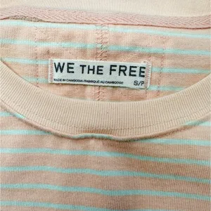 Free People We The Free Baby Tee T Shirt Striped Peach Mint Size S Boxy 100%‎ Cotton Staple thumbnail 9