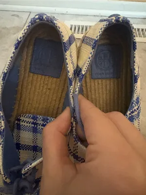 Tory Burch Florence Plaid Platform Espadrilles in Blue & White Jute thumbnail 5