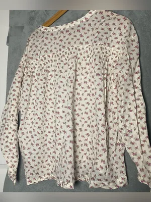 Lucky Brand Cream Blouse with Pink Floral Print XL lightweight boho thumbnail 7