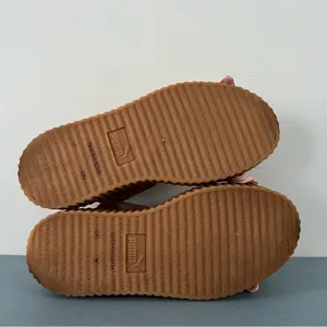 Puma x‎ Fenty by Rihanna Pink Bow Lace Up Leather Creeper Platform Sandals thumbnail 11