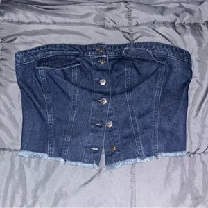 ZARA Lone Star Y2K Denim Tube Top thumbnail 1
