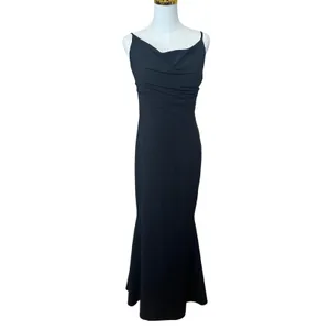 Dress The Population Black Gown MEDIUM Maxi Cowl Mermaid Formal Designer $200 thumbnail 7