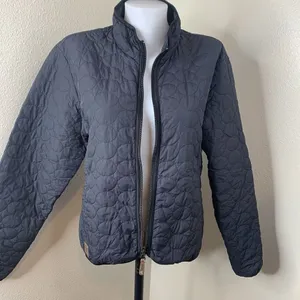 Descente Womens Sz 12 Black Light Puffer Insulated Full Zip Jacket Coat Boxy thumbnail 3