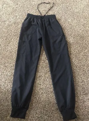 ScrubAid Tapered Fit 4 Way Stretch Bottoms Size Large 14/16 Black Joggers thumbnail 1