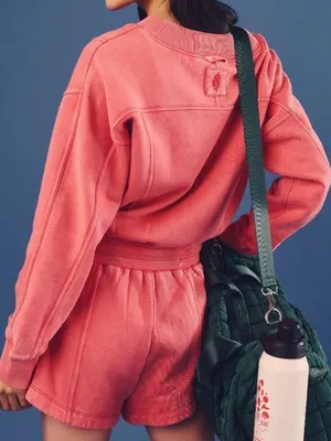Free People Movement Intercept Romper Hibiscus Coral Pink Athleisure thumbnail 3