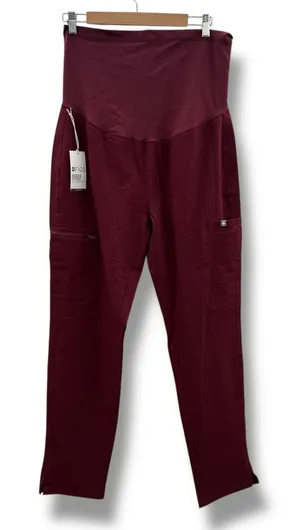 FIGS NWT Yola Maternity Skinny Scrub‎ Pants Small Burgundy Workwear thumbnail 1