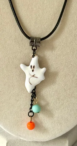 Halloween Ghost Necklace (742) 👻 White thumbnail 1