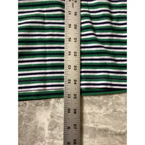J.Crew Perfect Fit Striped Crewneck T-Shirt Green Navy White Cotton Rib M thumbnail 4