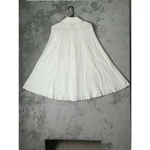 Vintage Crochet Knit Cape Poncho Button Front Cottagecore Coquette Grannycore XL thumbnail 3