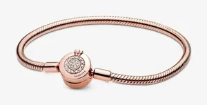 🆕Pandora Moments Sparkling Crown O Snake‎ Chain Bracelet thumbnail 1