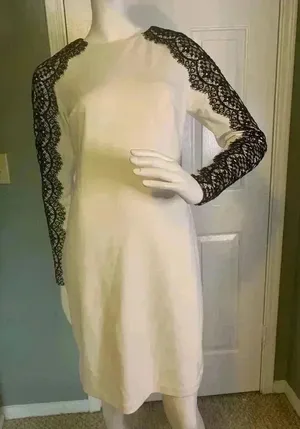 Phoebe Couture Sz 4Long Sleeve Round Neck Knee Length Dress. G15 thumbnail 1
