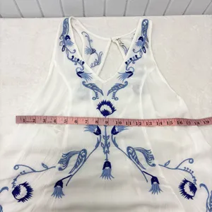 Free People‎ Adelaide Festival Slip Dress, White Mini Dress Floral Embroidery XS thumbnail 6