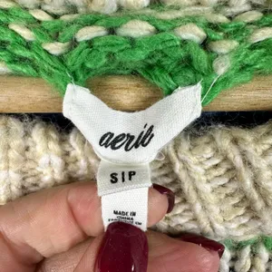 Aerie Womens size Small Intarsia Chunky Knit Wool Blend Oversized Sweater thumbnail 7
