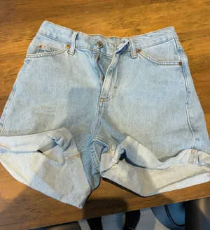 Topshop Light Blue Rolled Hem Denim Shorts thumbnail 1