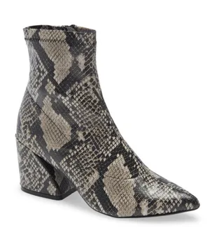Steve Madden Edith Snake Print Ankle Booties Pointed Toe Block Heel Western Glam thumbnail 1
