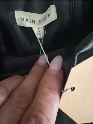 Main Strip Black Faux Leather Mini Skirt thumbnail 2