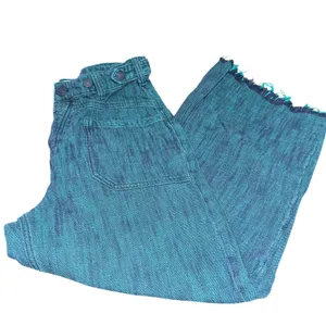 We The Free Wide Leg Cropped Jeans Raw‎ Hem Teal Green High Rise 28 thumbnail 5