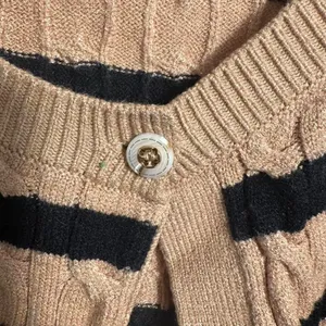 H75. Wiholl black and tan striped cardigan Size XL thumbnail 2