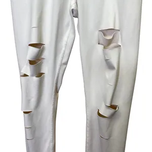 Alo Yoga White High Waist Ripped Warrior Leggings Size Small thumbnail 4
